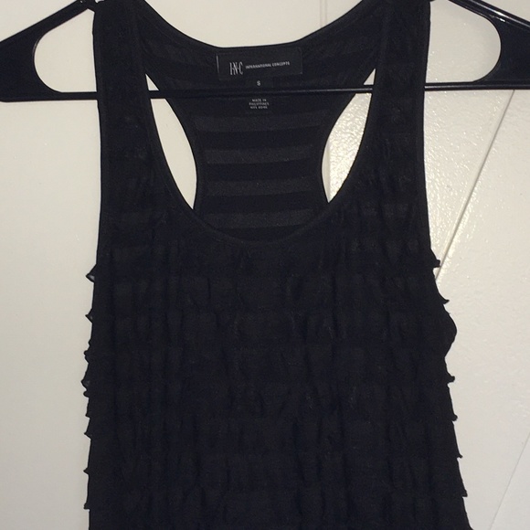 INC Black Racerback Ruffle Tank - Picture 2 of 6